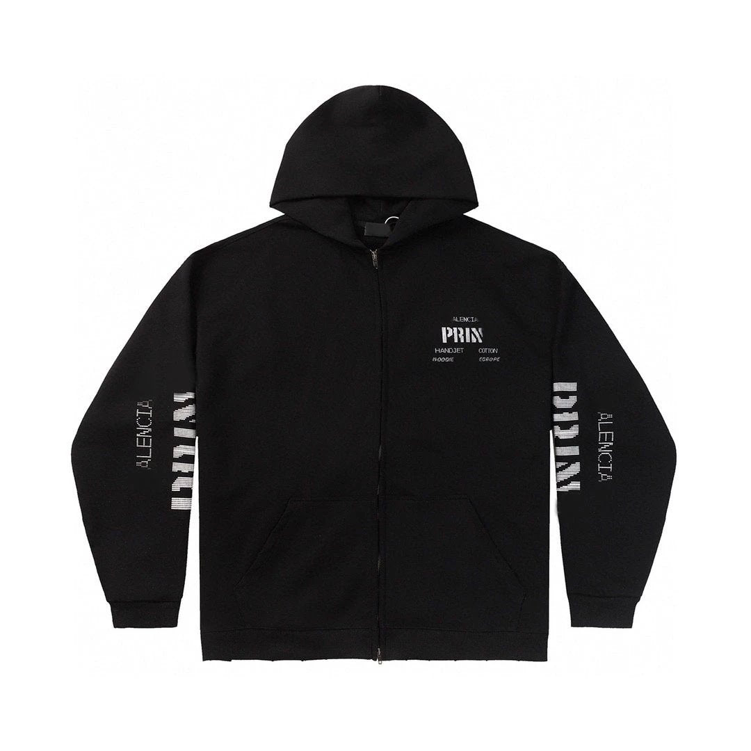 Balenci "Print" Zip Up Hoodie