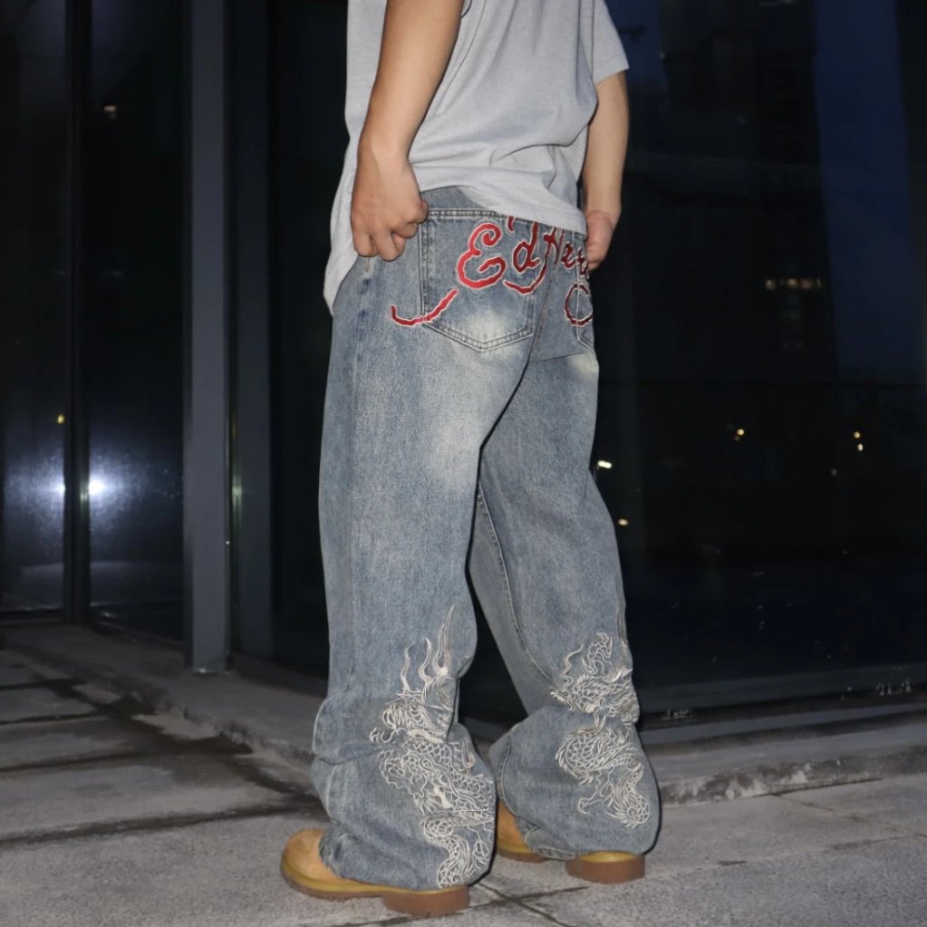 Baggy Dragon Print Jeans