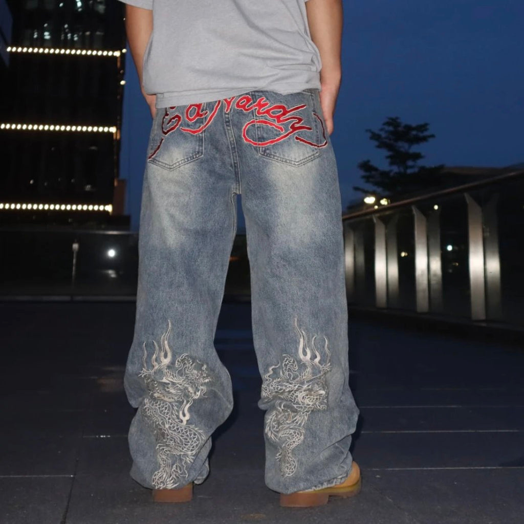 Baggy Dragon Print Jeans