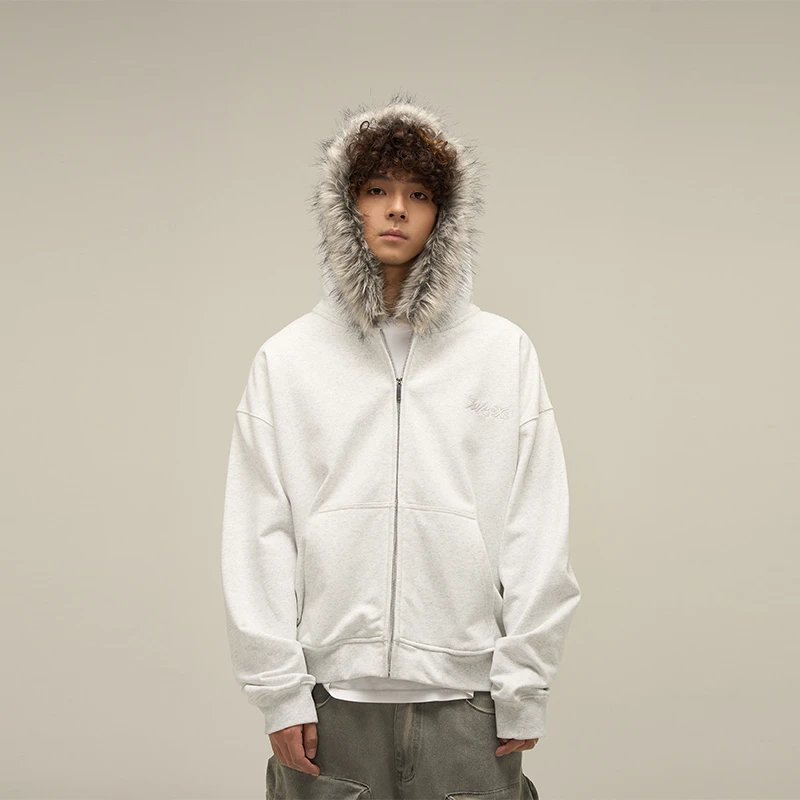 WLNEXT fur zip hoodie