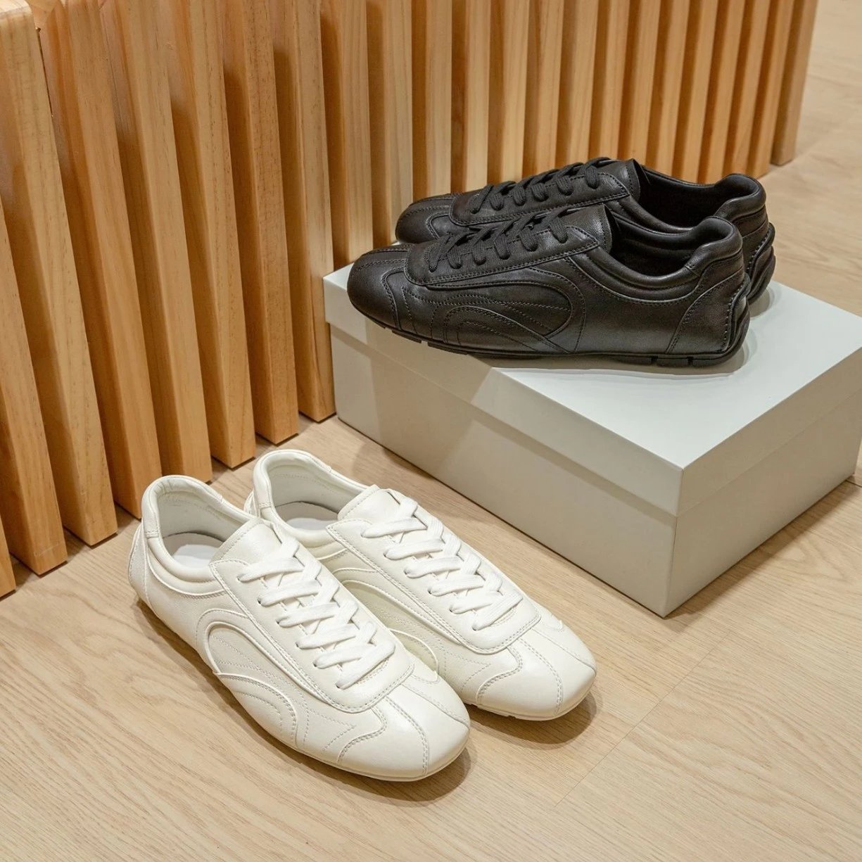 Full Leather Collapse Montecarlo Sneakers, Vintage Lambskin German Trainer Shoes