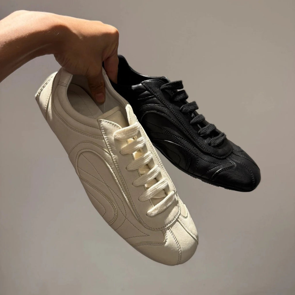 Full Leather Collapse Montecarlo Sneakers, Vintage Lambskin German Trainer Shoes