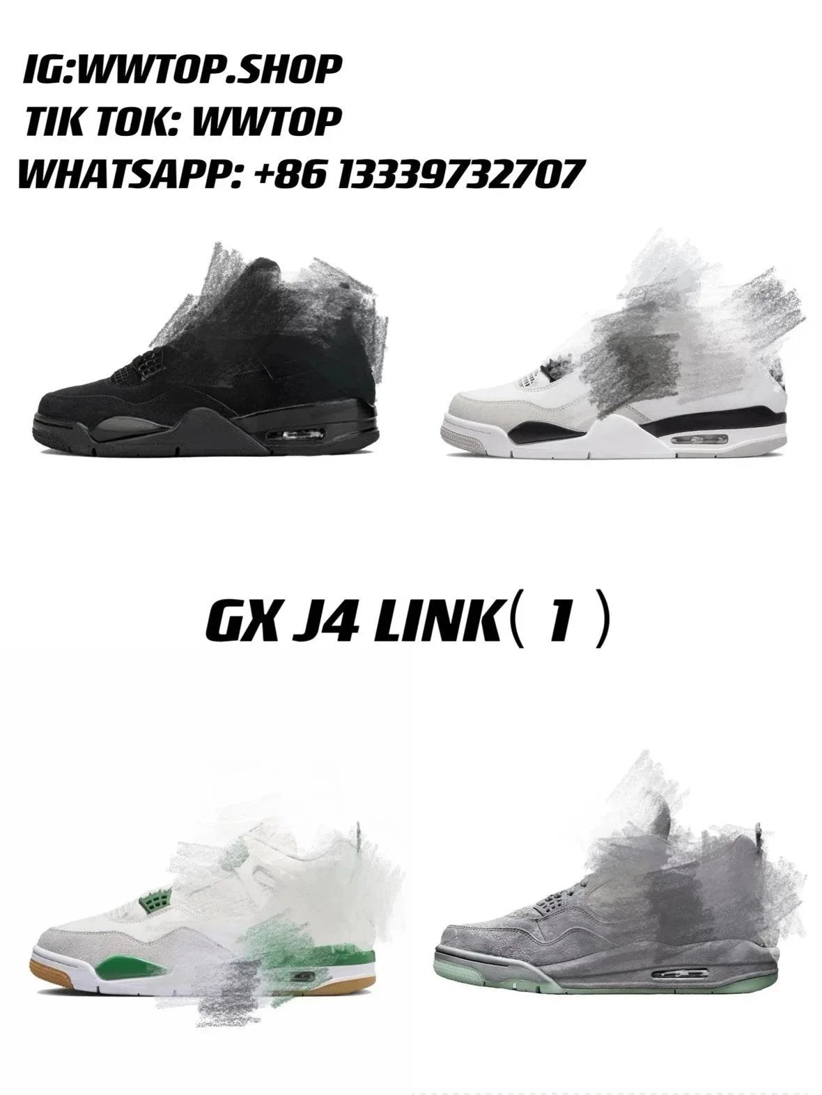 Nikee Air J0rdan 4 White Oreo