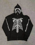 Bappe Shark Skeleton Heavy Washed Grey Hoodie