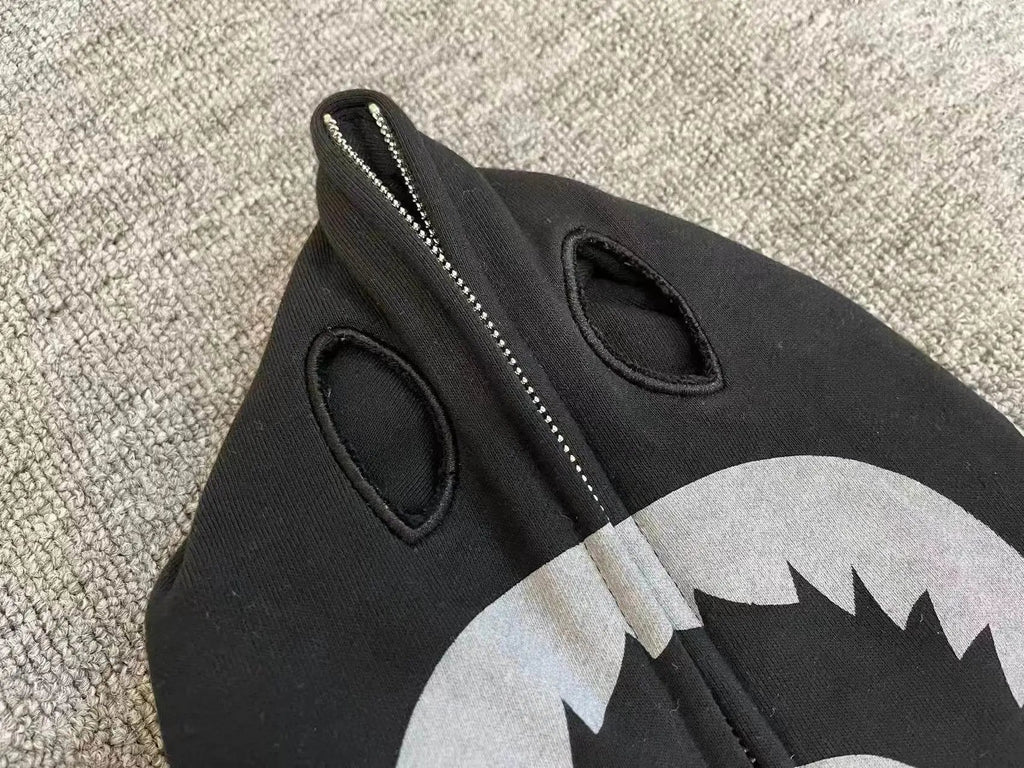 Bappe Shark Skeleton Heavy Washed Black Hoodie
