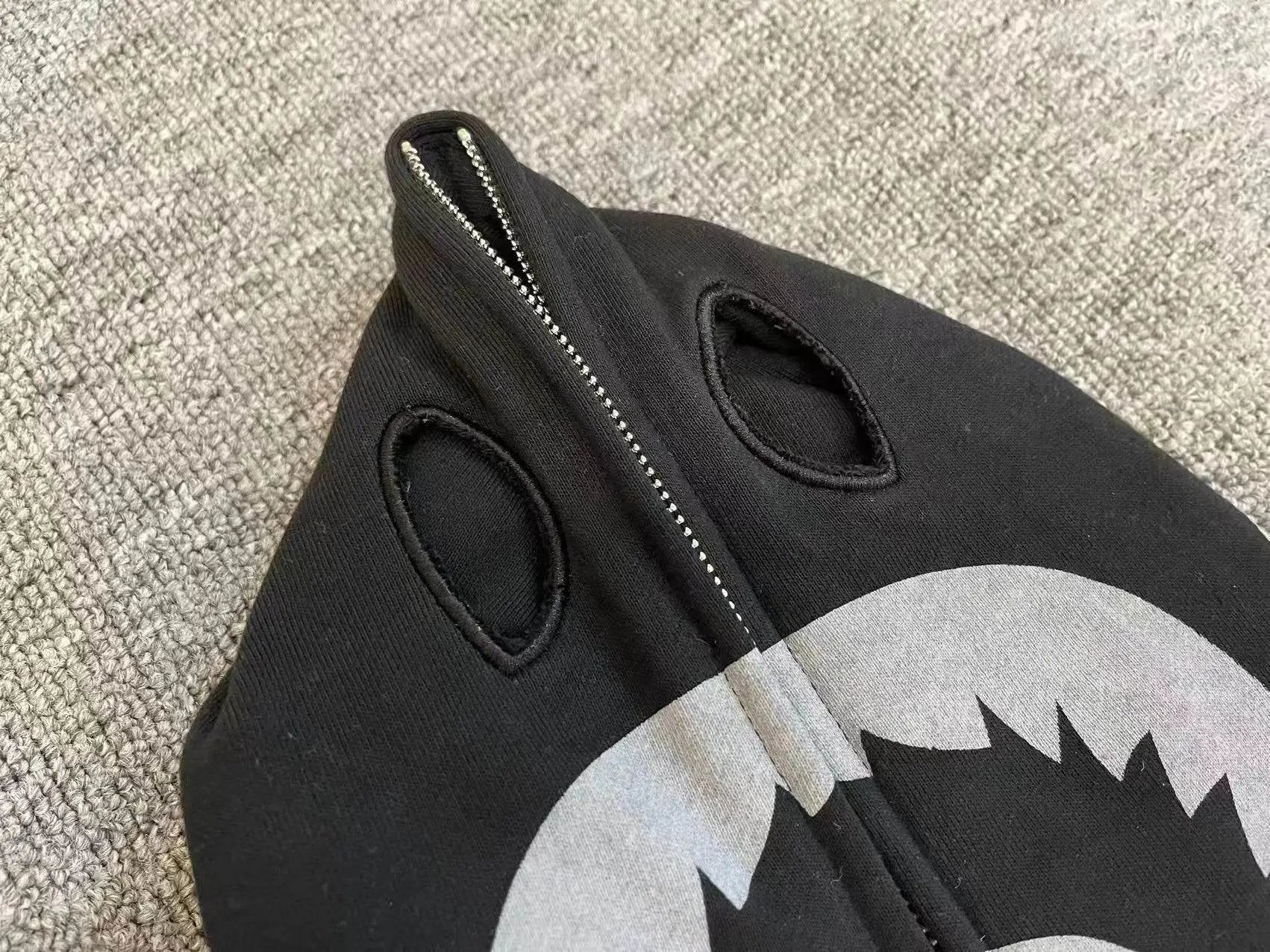 Bappe Shark Skeleton Heavy Washed Black Hoodie