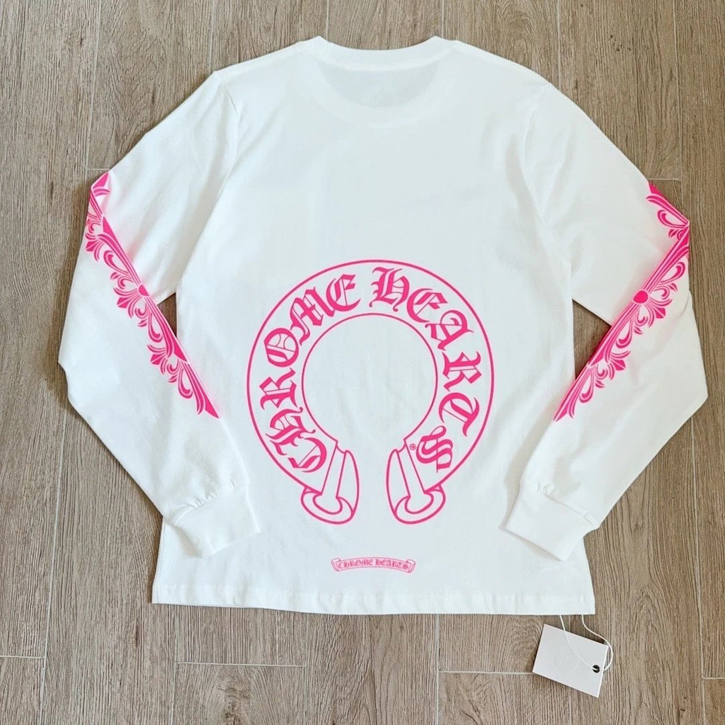 Chr0me Hearts Pink Horseshoe Floral Longsleeve