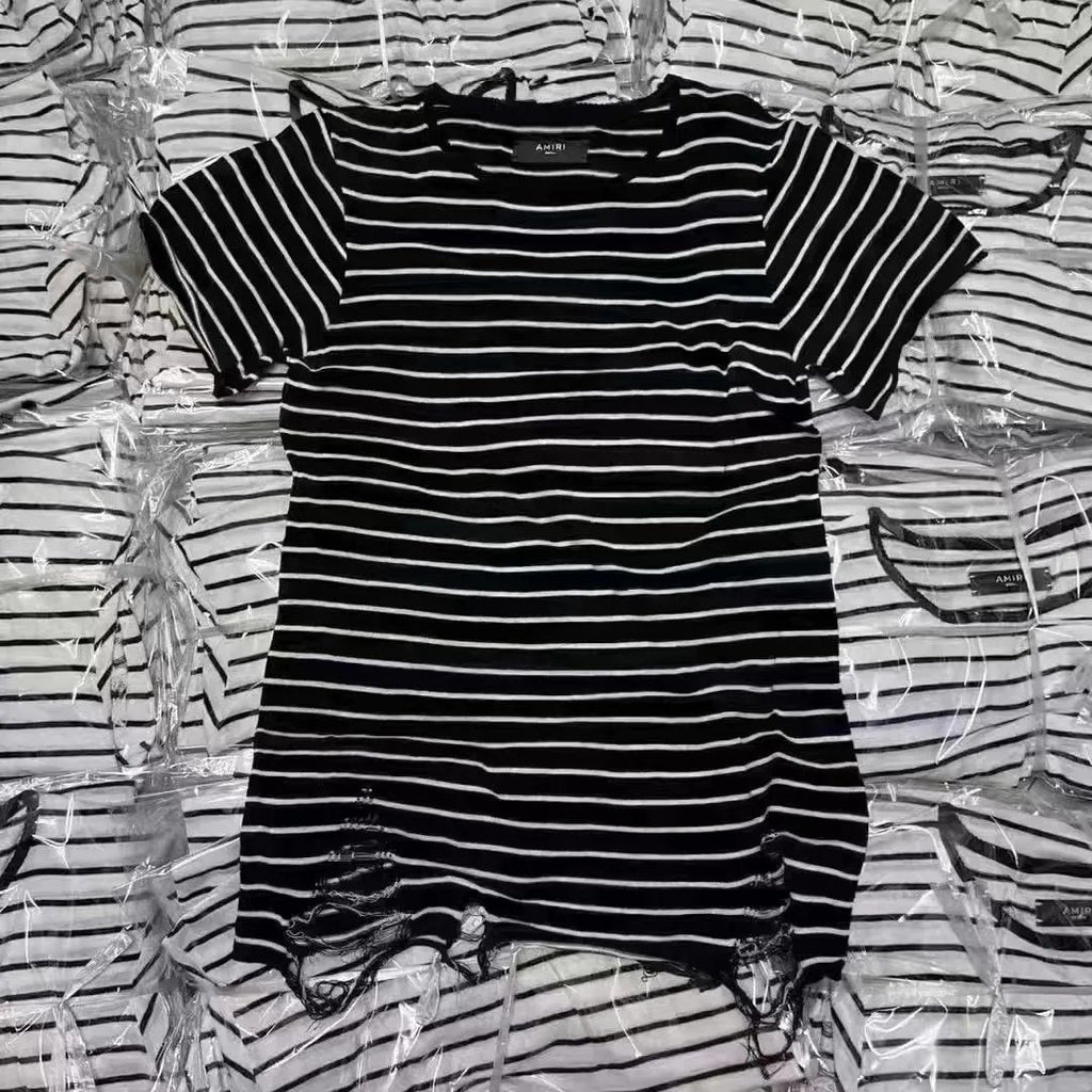Am!ri Stripped Distressed T-Shirt