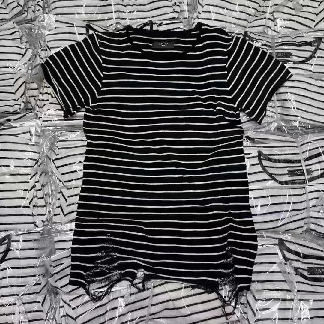 Am!ri Stripped Distressed T-Shirt