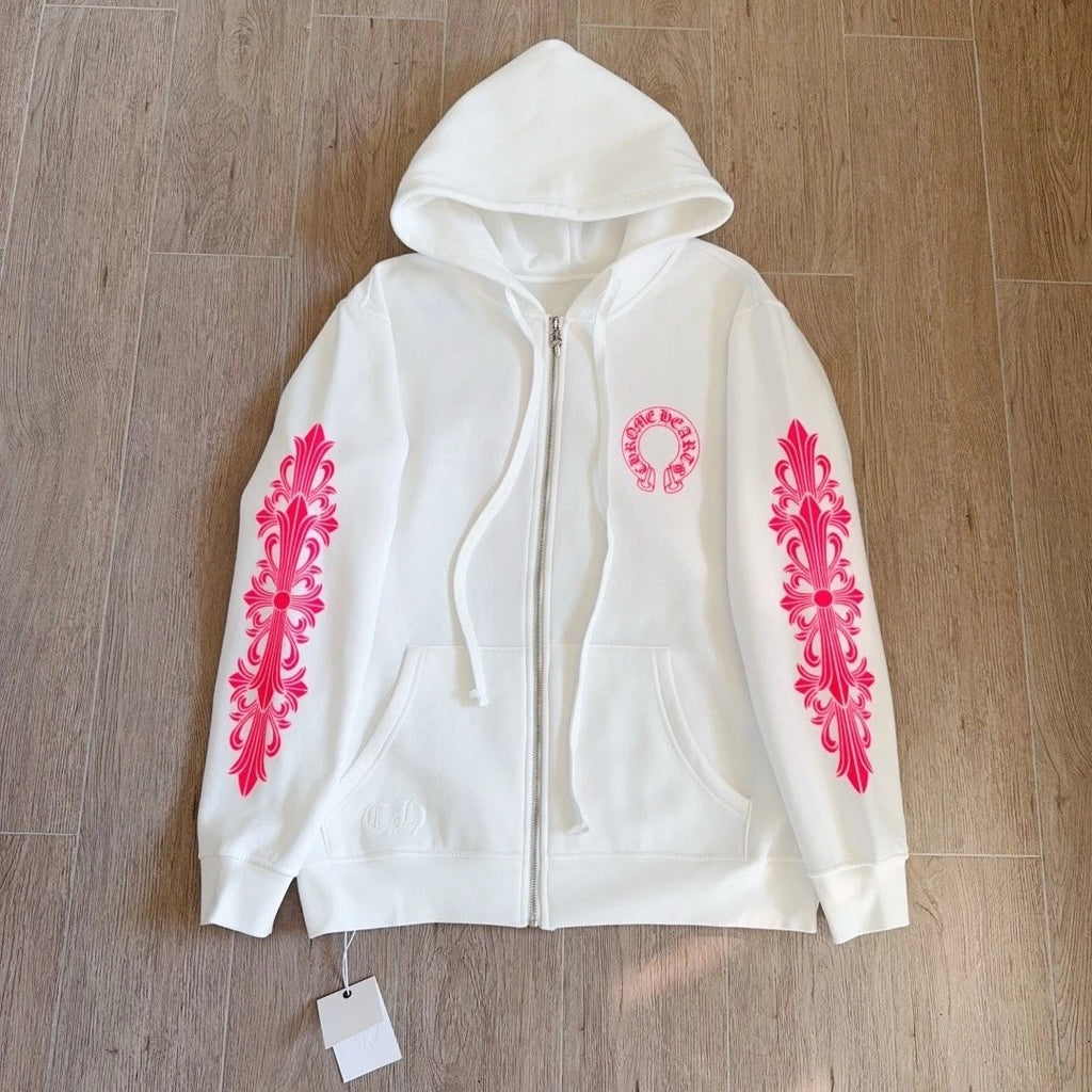 Chr0me Hearts Whitepink Horseshoe Zip Up