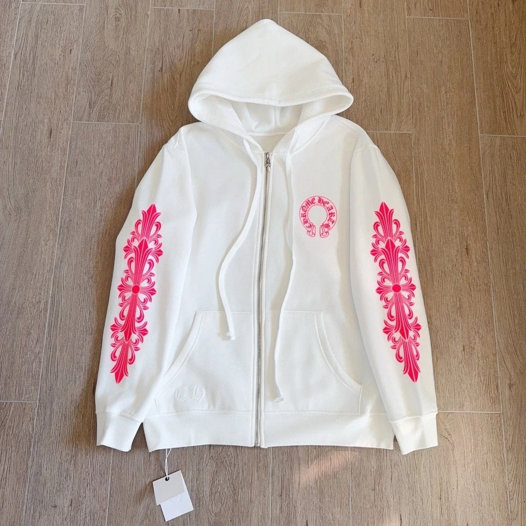 Chr0me Hearts Whitepink Horseshoe Zip Up