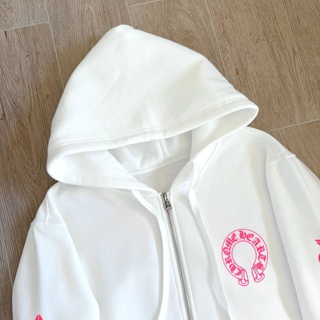 Chr0me Hearts Whitepink Horseshoe Zip Up