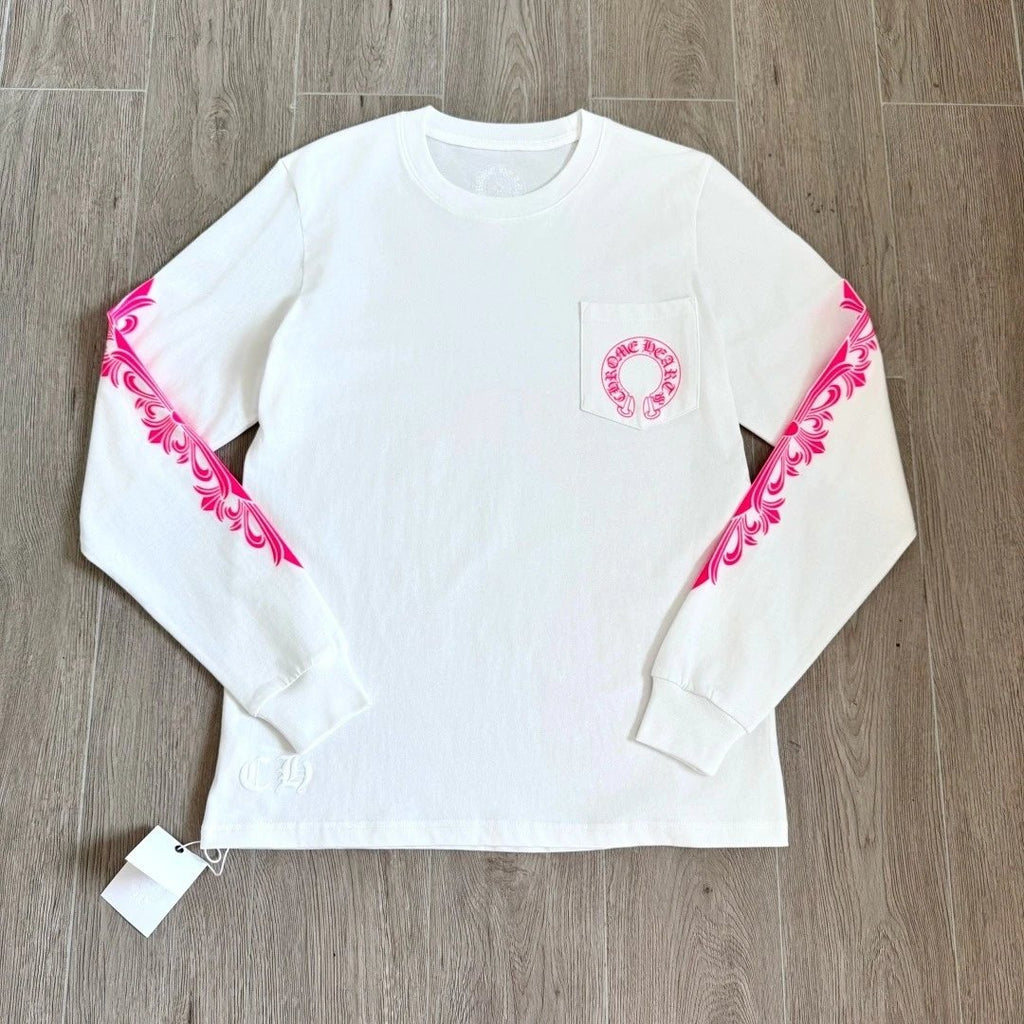 Chr0me Hearts Pink Horseshoe Floral Longsleeve