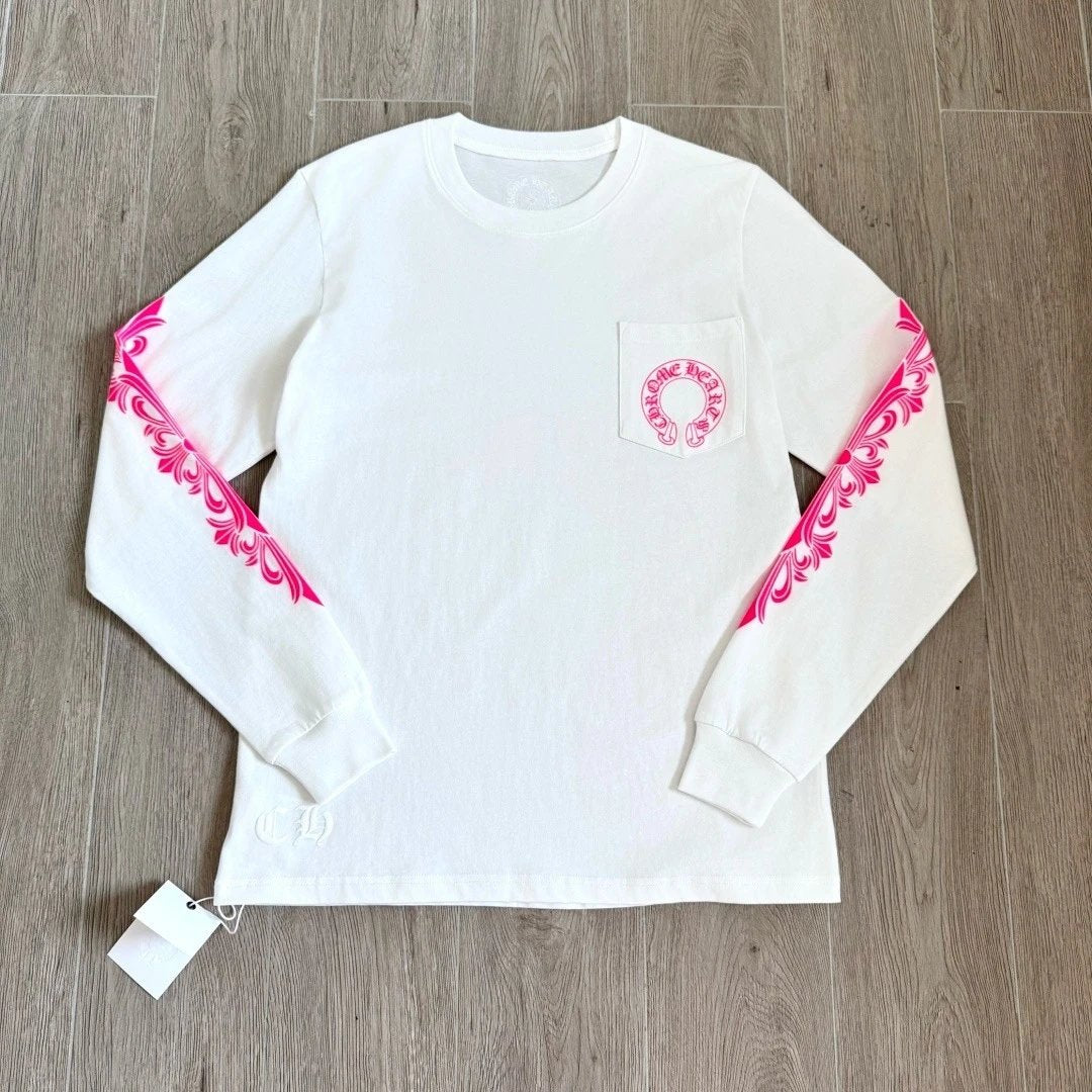 Chr0me Hearts Pink Horseshoe Floral Longsleeve