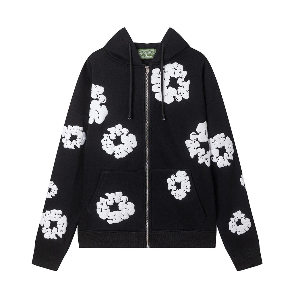 Denim T3ars Cotton Wreath Zip Hoodie