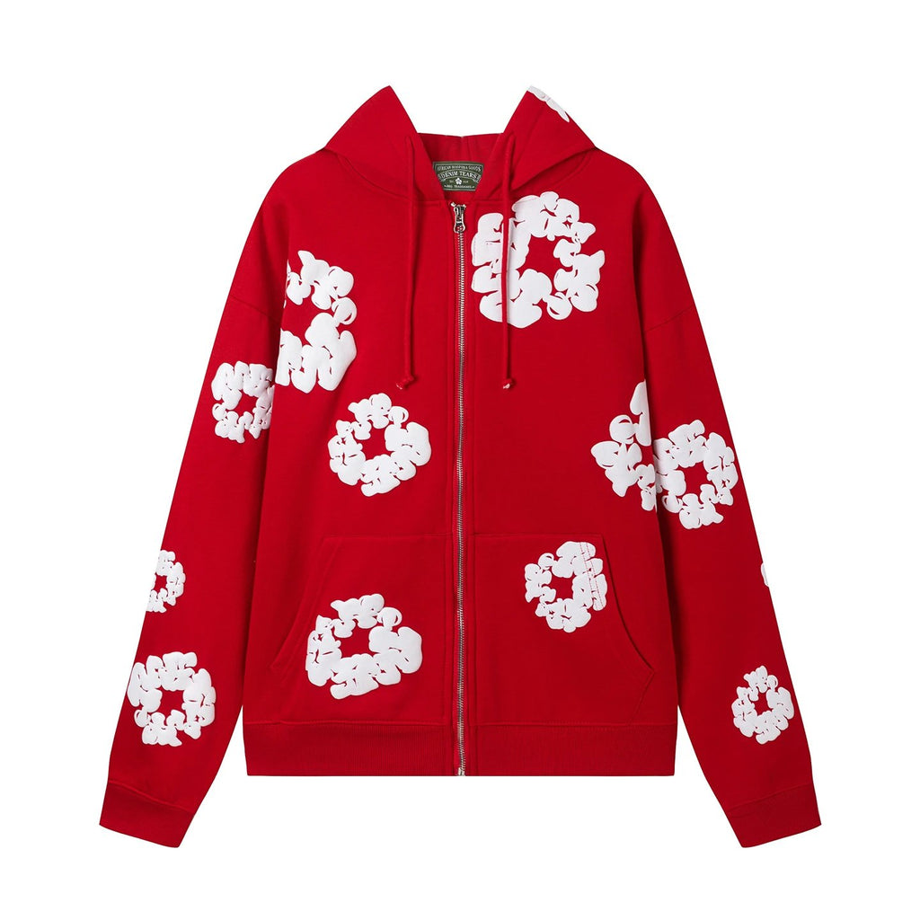 Denim T3ars Cotton Wreath Zip Hoodie