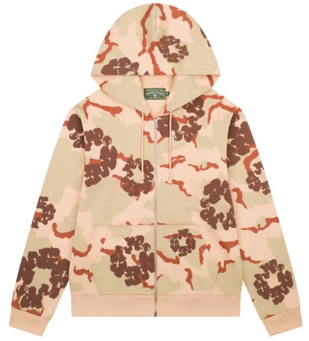Denim T3ars Wreath Zip Hoodie white camo