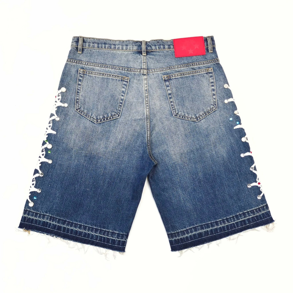 Sp*der Web Stone Denim Shorts