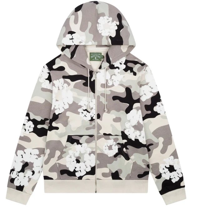 Denim T3ars The Cotton Wreath Zip Sweatshirt Blue Camo