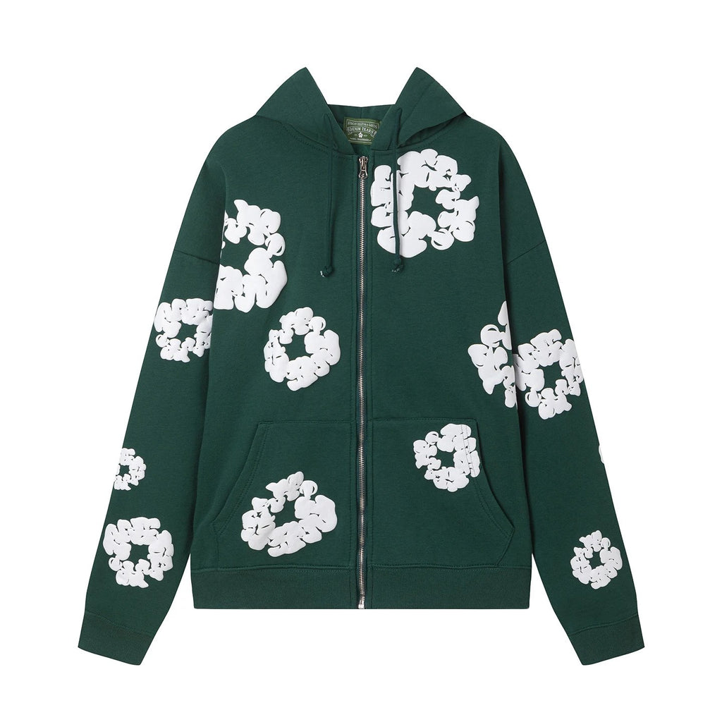 Denim T3ars Cotton Wreath Zip Hoodie