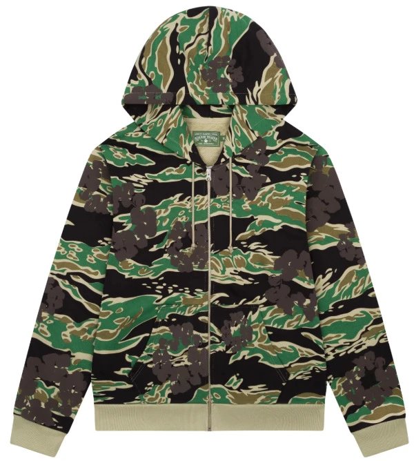 Denim T3ars The Cotton Wreath Zip Sweatshirt Blue Camo