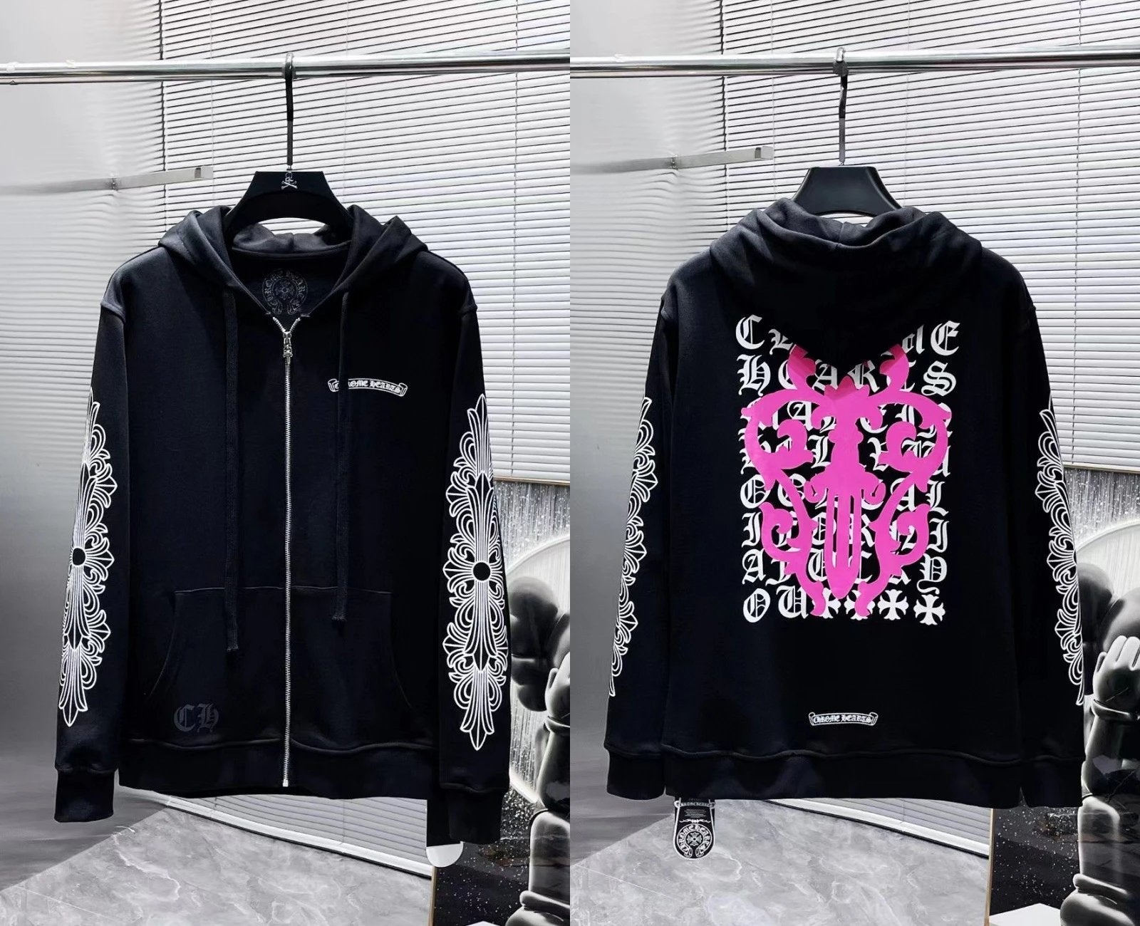 Chr0me Hearts Horseshoe Floral Sleeve Hoodie