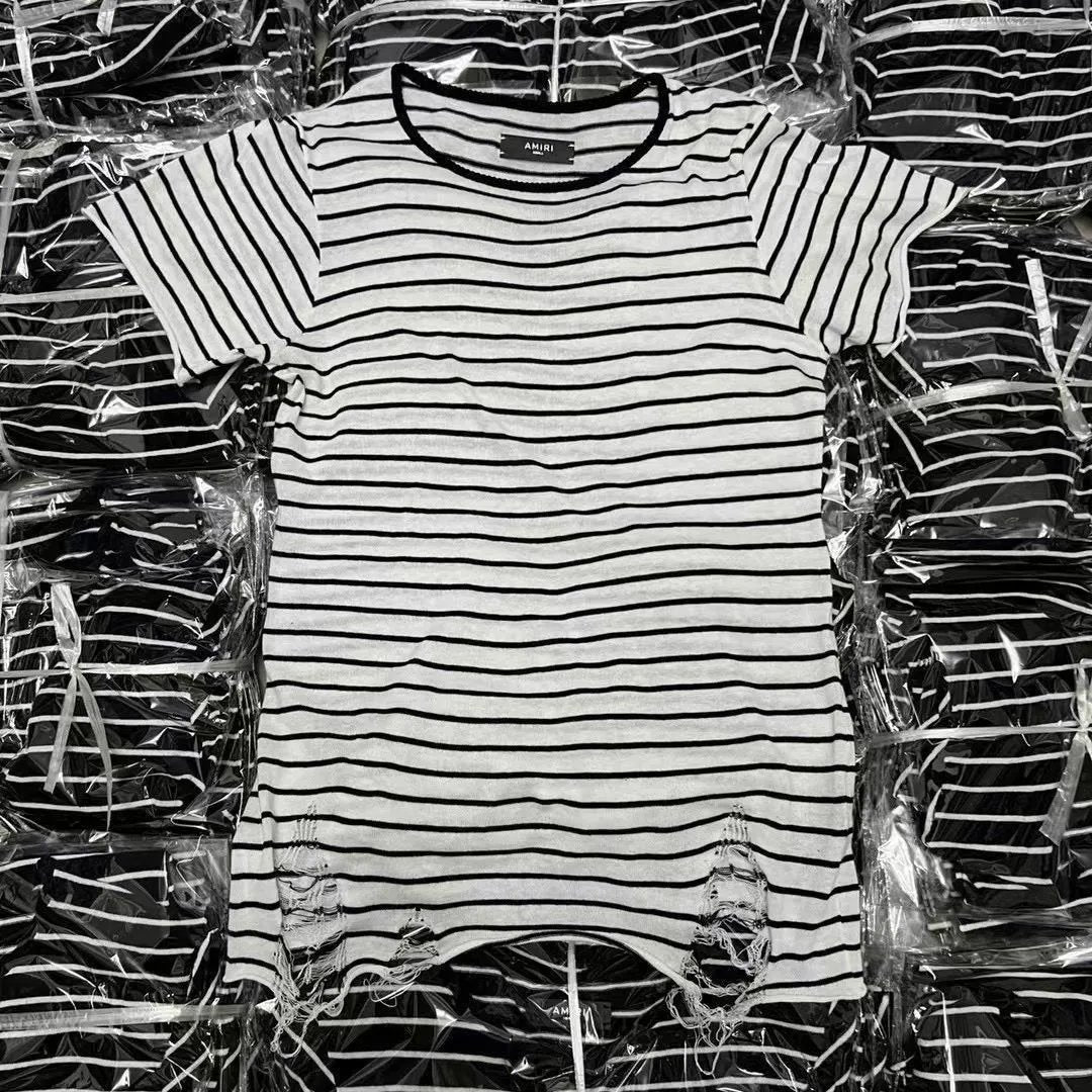 Am!ri Stripped Distressed T-Shirt