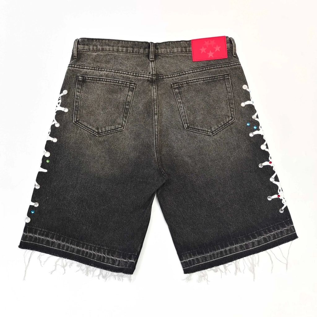 Sp*der Web Stone Denim Shorts