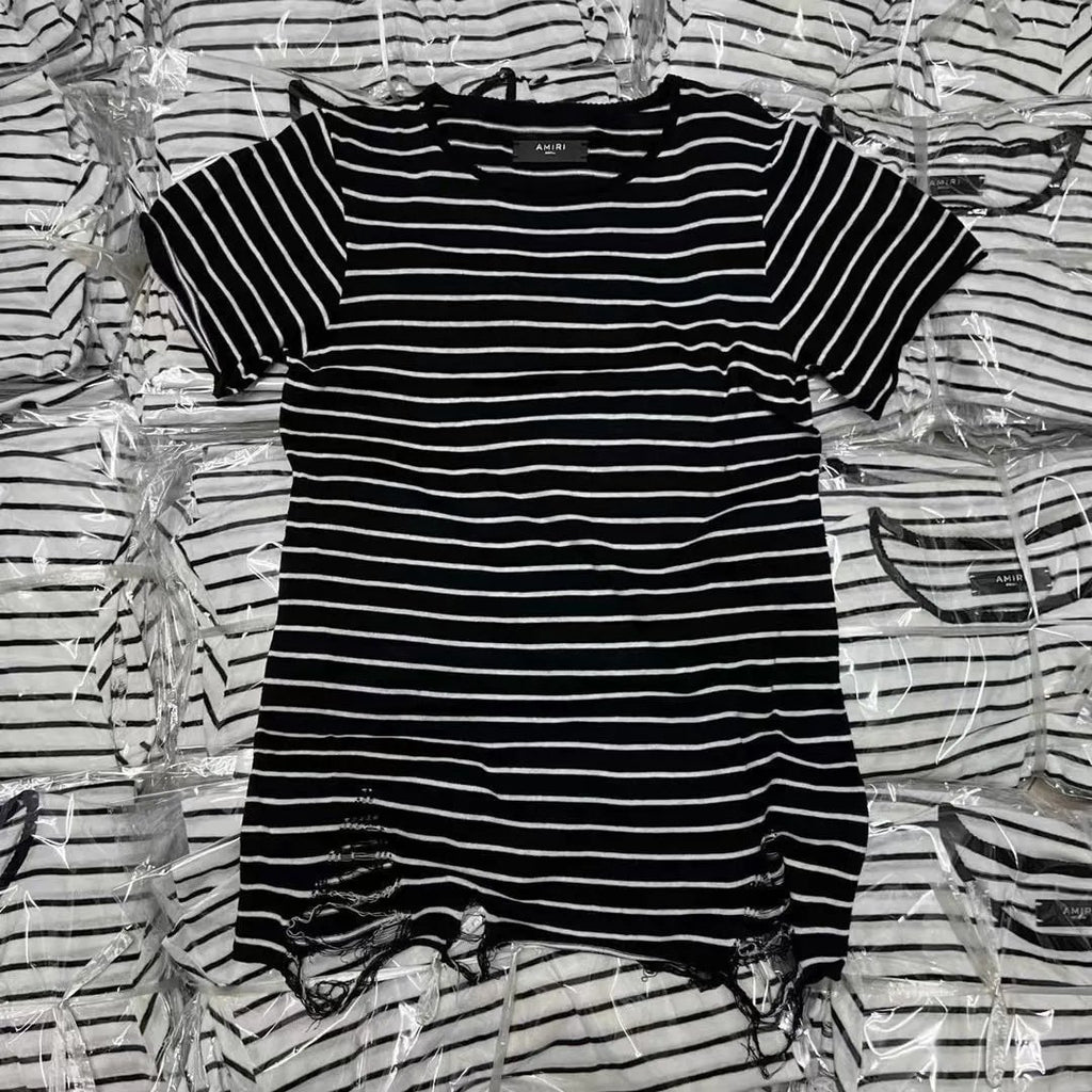Am!ri Stripped Distressed T-Shirt
