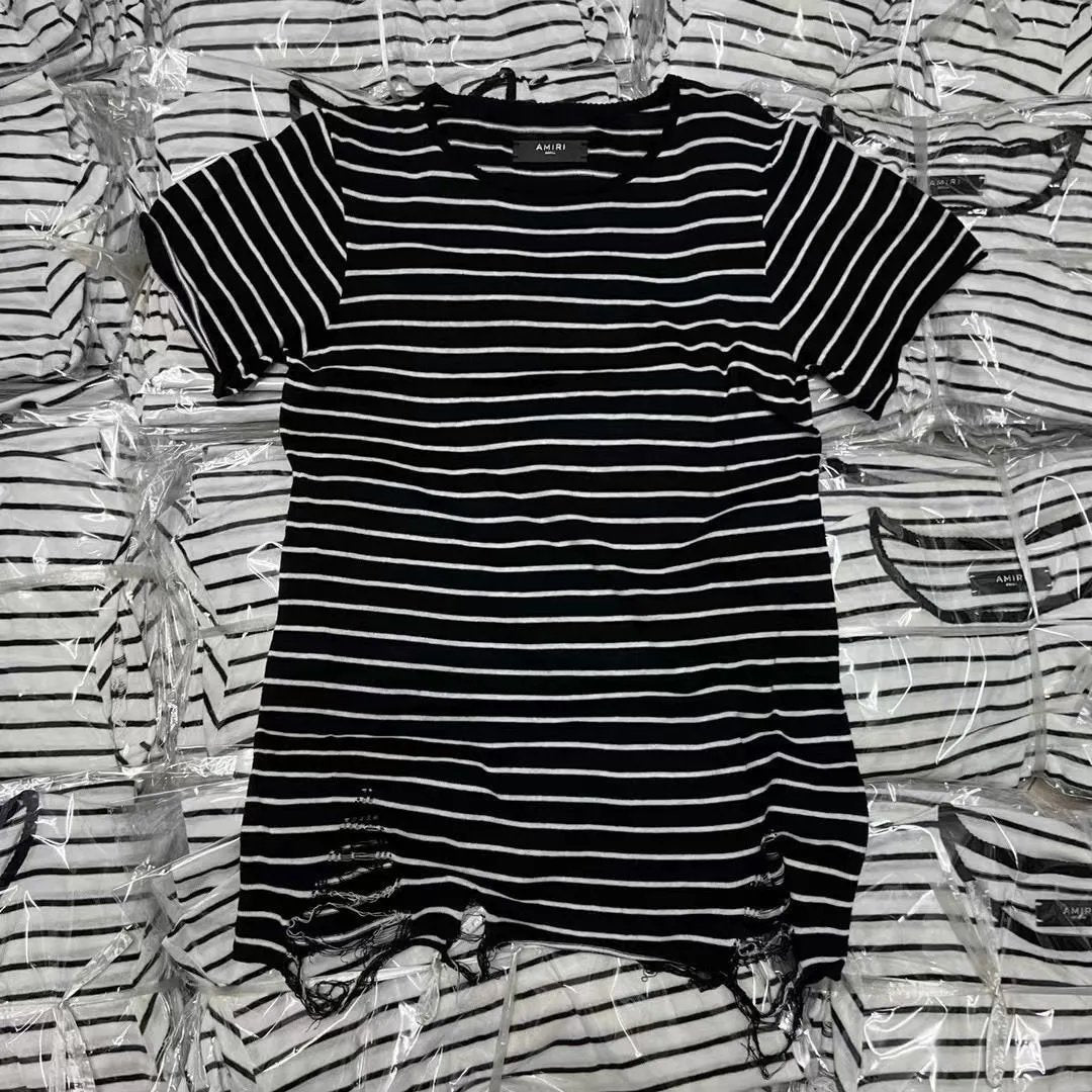 Am!ri Stripped Distressed T-Shirt