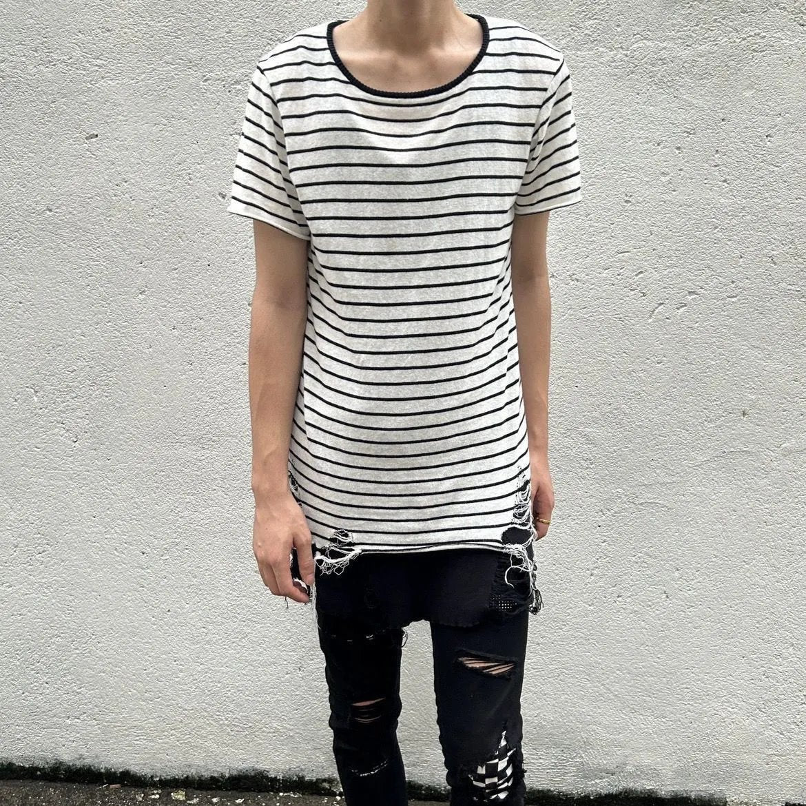 Am!ri Stripped Distressed T-Shirt