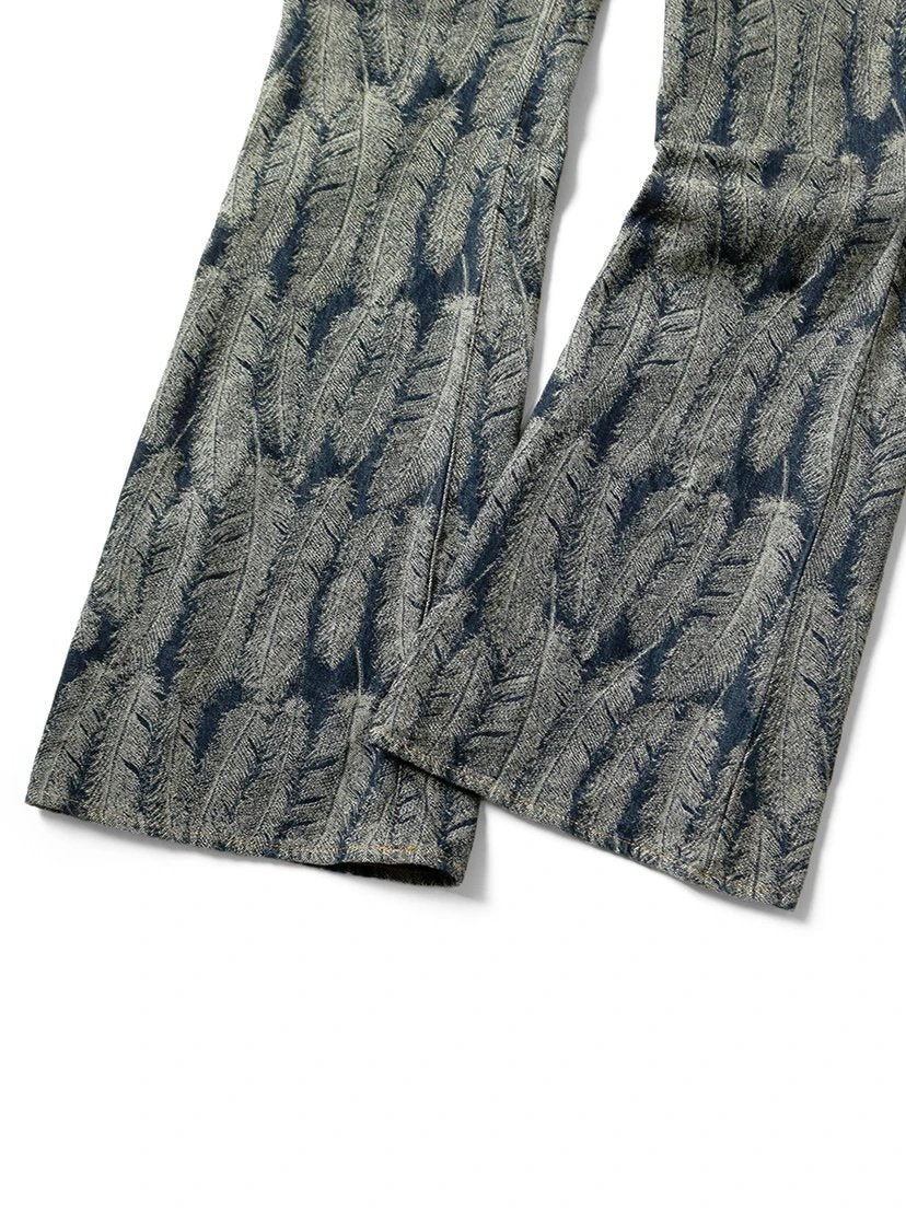 Kap!tal Leaf Print Denim