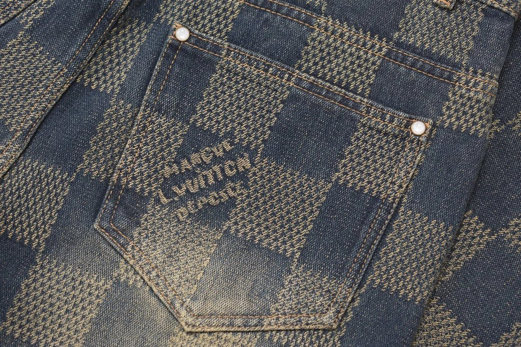 Vouis Luitton Damier Denim Skate Pants