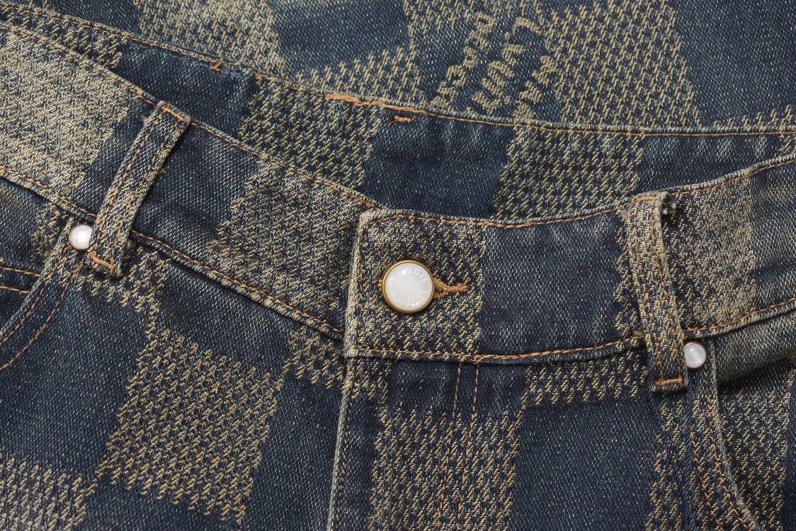 Vouis Luitton Damier Denim Skate Pants