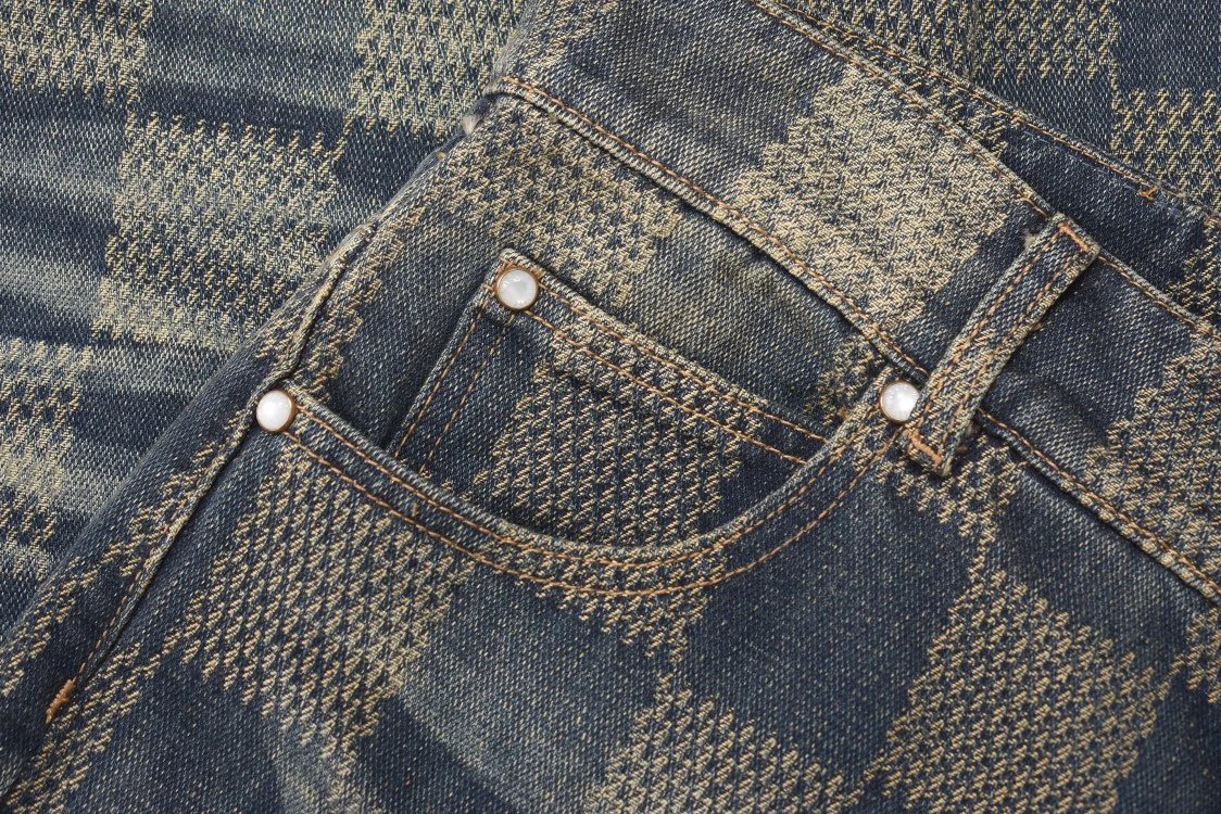Vouis Luitton Damier Denim Skate Pants
