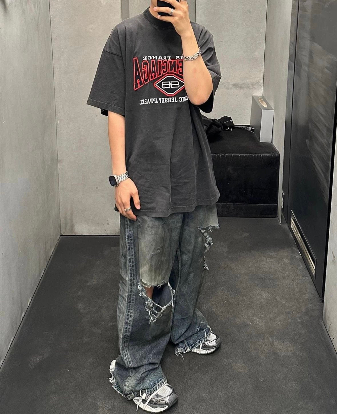 Balenci Mud Distressed Denim