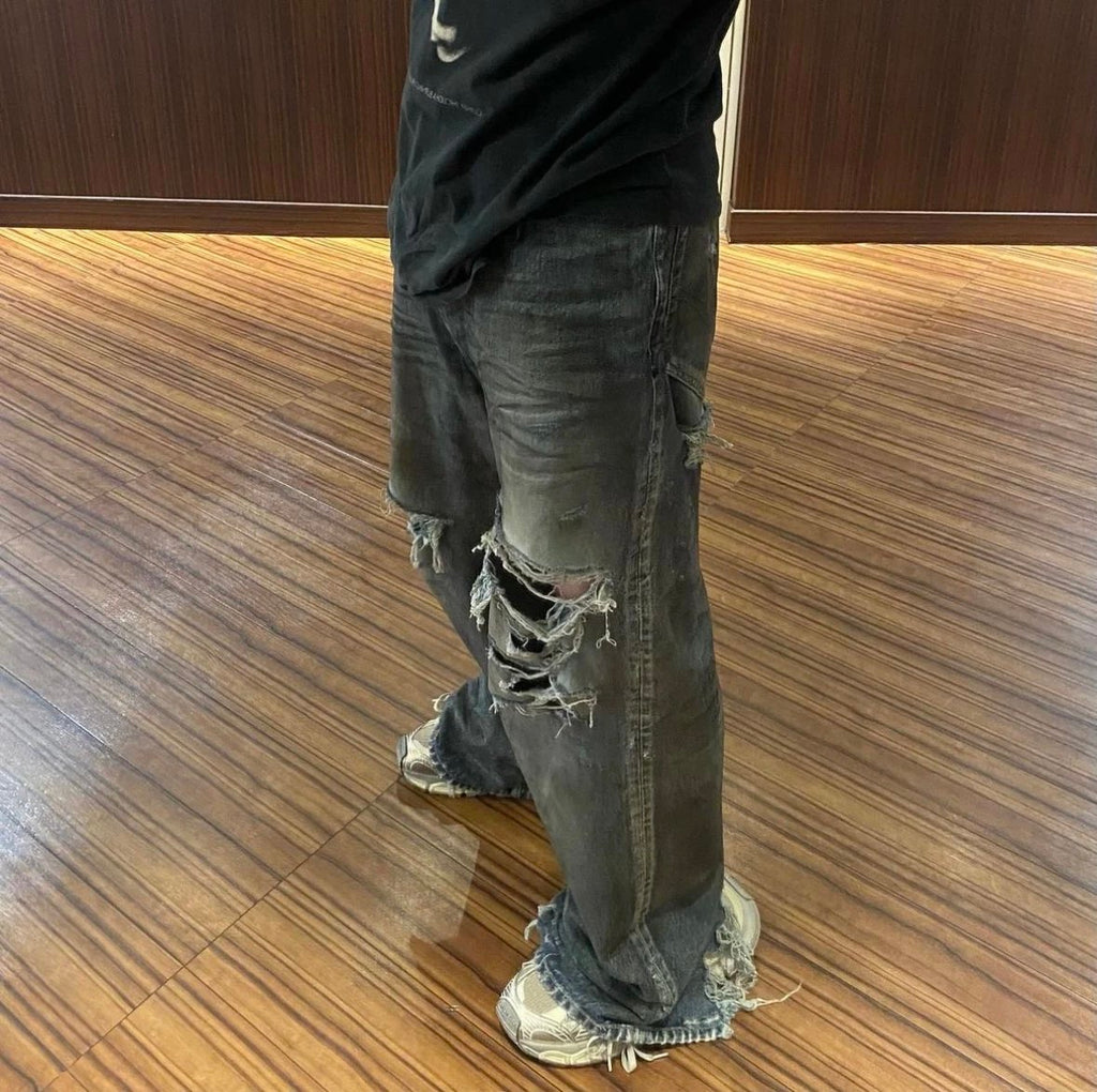 Balenci Mud Distressed Denim