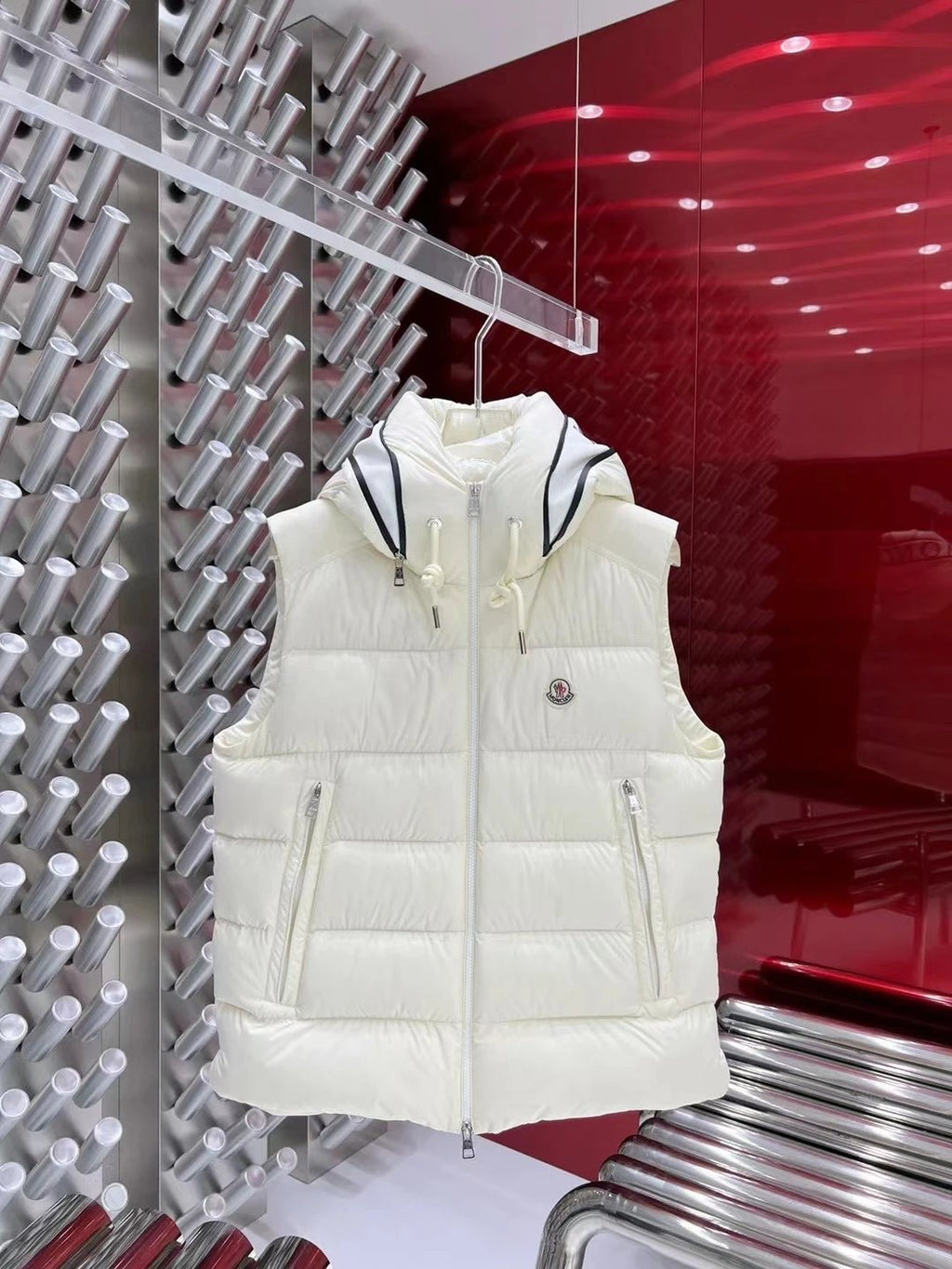M0ncler Silver puffer jacket