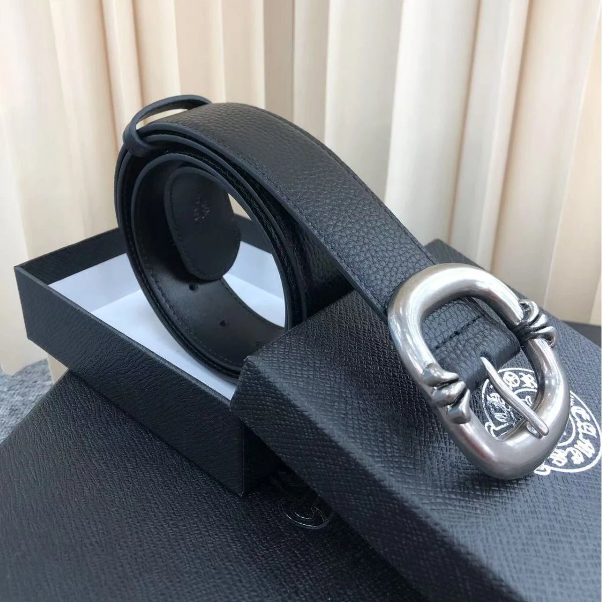 Vintage Full-Grain Cowhide Belt, Celebrity Same Style, 3.8cm Wide Double Roller Pin Buckle