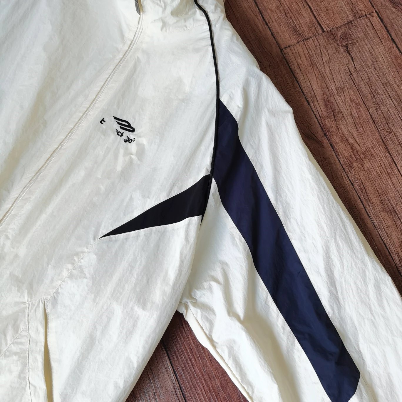 Ins Viral Letter Embroidered Color Block Tracksuit, Patchwork Windbreaker Ja