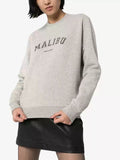 Fashion Trend Crew Neck Sweatshirt with MALIBU Chest Print, Same Style as Guan Zhilin, Unisex Couple Outfit