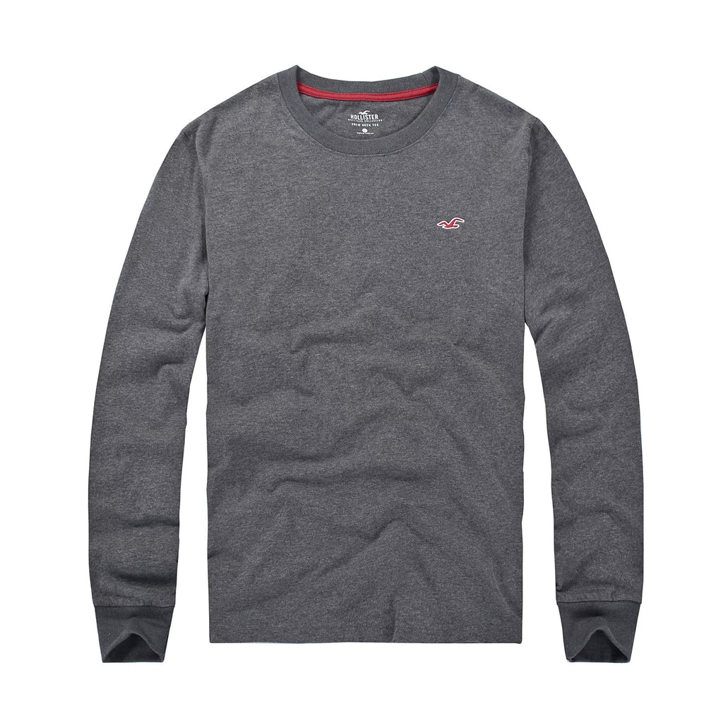 AF Seagull Brand Men Crew Neck Cotton Patch Slim Long Sleeve Tee On Sale
