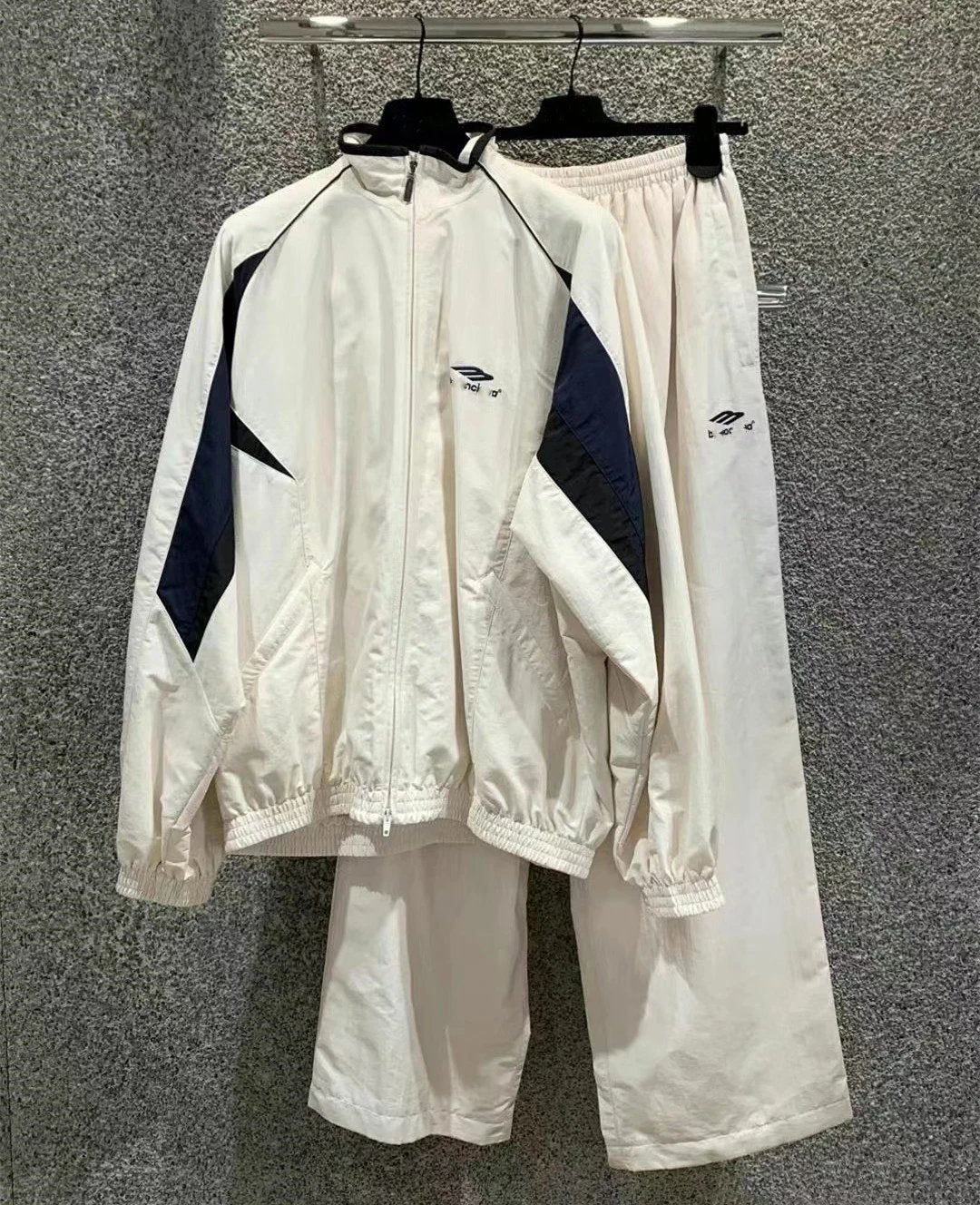 Ins Viral Letter Embroidered Color Block Tracksuit, Patchwork Windbreaker Ja