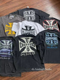 Vintage West Coast Series Loose Short Sleeve T-Shirt, EDR Style, Washed Distressed Iron Cross PrintForce Refresh
