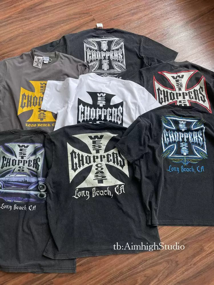 Vintage West Coast Series Loose Short Sleeve T-Shirt, EDR Style, Washed Distressed Iron Cross PrintForce Refresh
