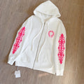 Unisex Hoodie with Cross Vine Print & Horseshoe Zipper on the Back