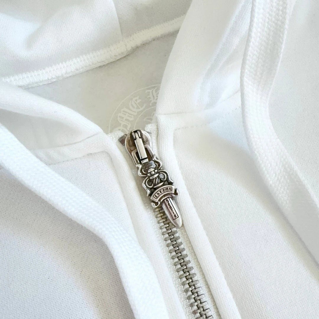 Unisex Hoodie with Cross Vine Print & Horseshoe Zipper on the Back