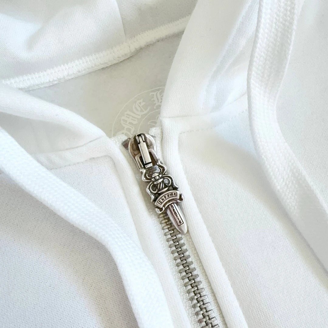 Unisex Hoodie with Cross Vine Print & Horseshoe Zipper on the Back