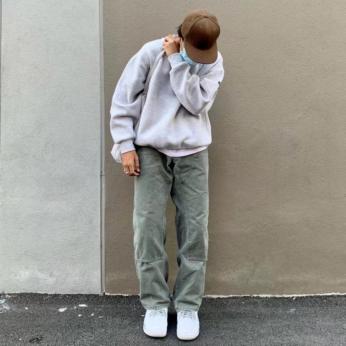 B136 washed and worn work pants